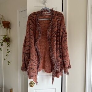 Vintage Dr. Haider Petkov Wien Cardigan Sweater Striped Fringed Mohair Blend